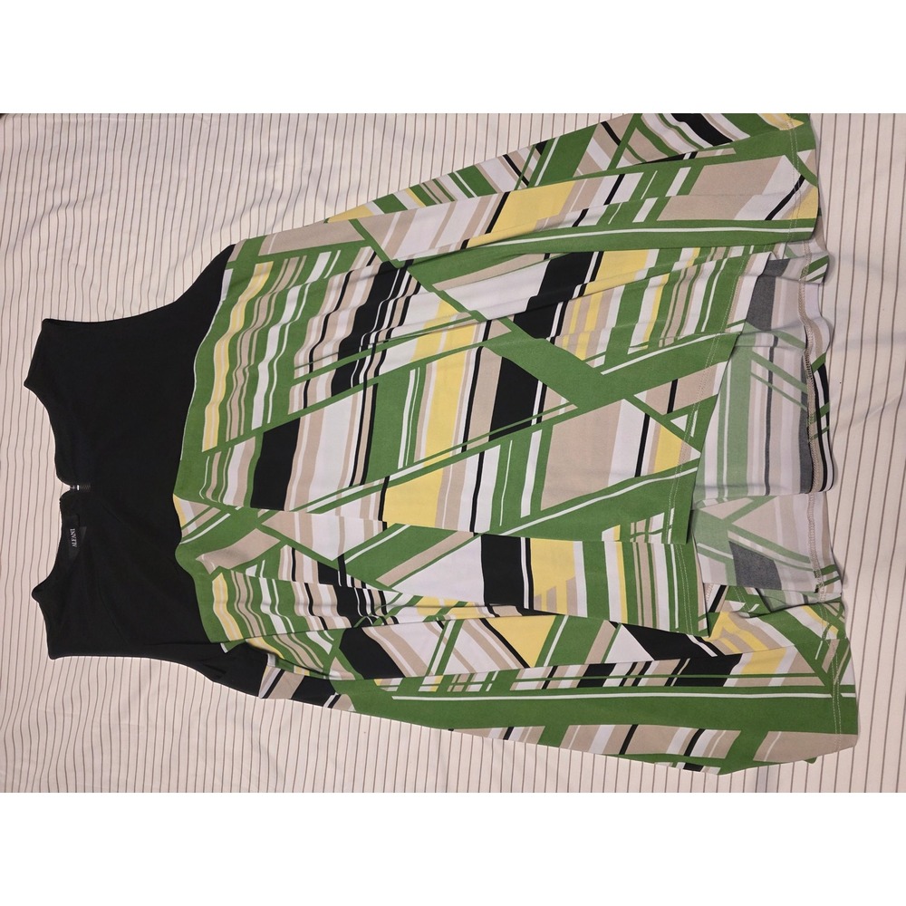 1154 Alfani Women Green Black Geometric Abstract Print Sleeveless Dress Large